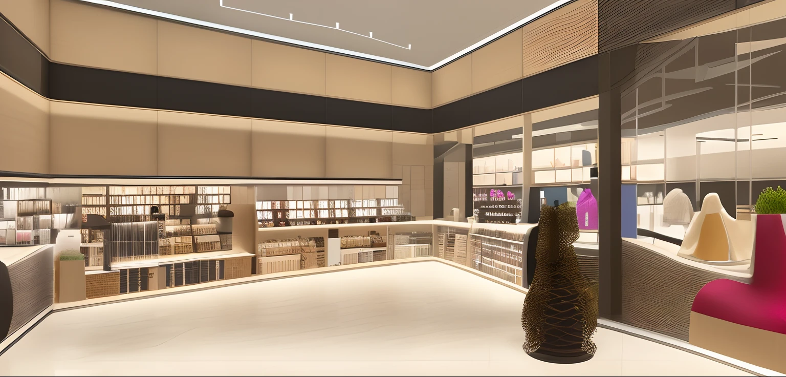 I want to create a modern, convenient shopping space that does not lack luxurious colors and curves