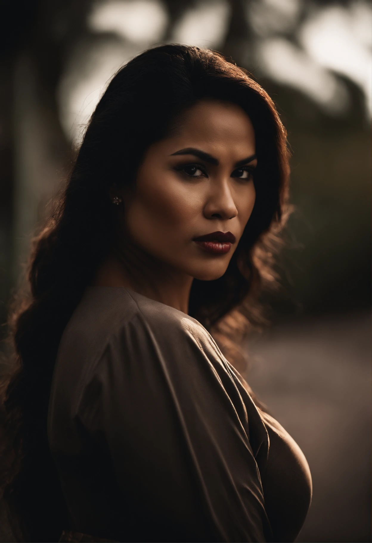 A beautiful half Filipino and half Samoan woman, a vampire, has a Chicano style about her, has a great physique, soft demeanor, very mature, and wields a weapon.