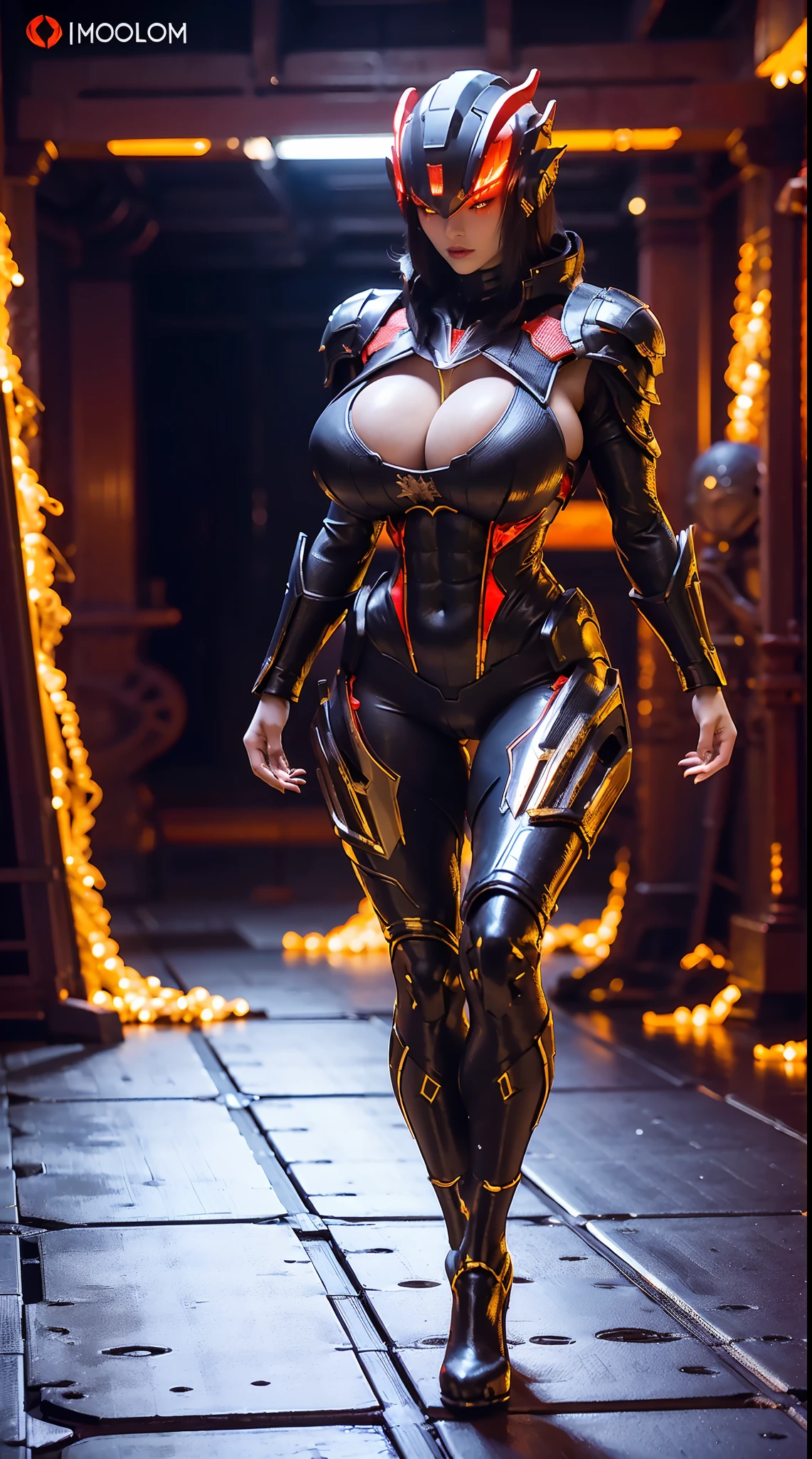 1GIRL, SOLO, (DRAGON HORN HELMET), (HUGE FAKE BOOBS:1.3), (BLACK, RED), (STARFIELD BACKGROUND), (FUTURISTIC PHOENIX MECHA BODYSUIT, ROYAL FEATHERS CLOAK, CLEAVAGE:1.2), (SKINTIGHT YOGA PANTS, HIGH HEELS:1.2), (PERFECT BODY, MUSCLE ABS, LONG LEGS, FULL BODY VIEW:1.5), (LOOKING AT VIEWER), (WALKING DOWN HALLWAY OF FUTURISTIC SPACE STATION:1.2), ULTRA HIGHT DEFINITION, 8K, 1080P.