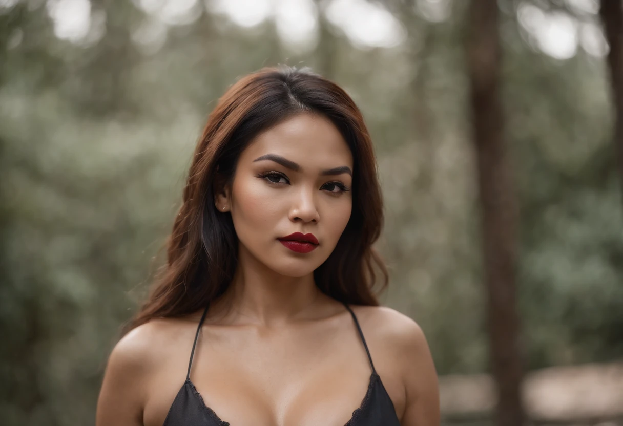 A beautiful half Filipino and half Samoan woman, a vampire, has a Chicano style about her, has a great physique, soft demeanor, mature, curvaceous, and wields a weapon.
