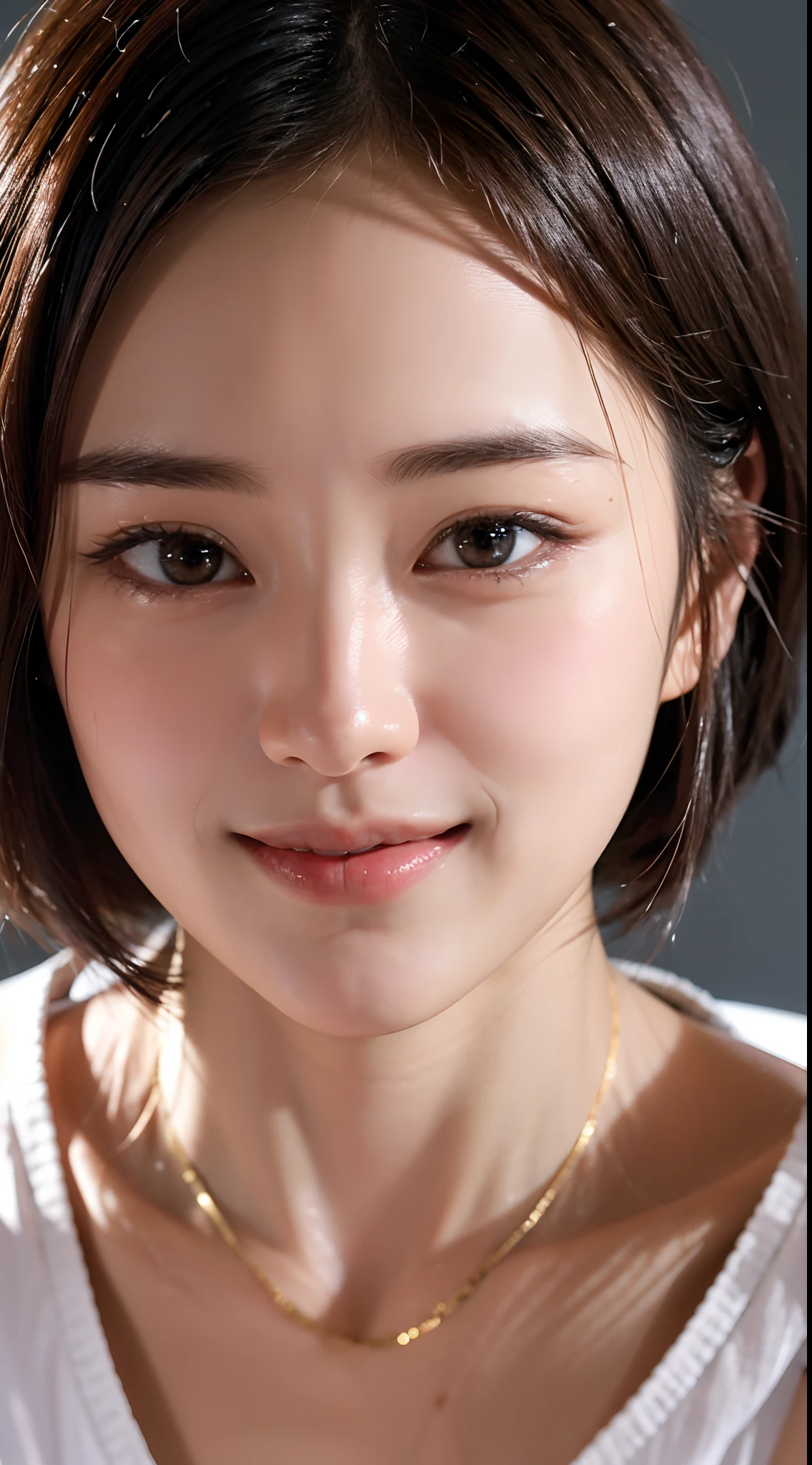 (yinchuan:1.5), a closeup, masterpiece, top-quality, Raw foto, Photorealsitic, faces, unbelievable Ridiculous, beautiful a girl, cute little, shorth hair, depth of fields, hight resolution, ultra-detailliert, short blonde hair、finely detail, ighly detailed, extremely detailed eye and face, Sharp pupils, Realistic pupils, foco nítido, Cinematic lighting、A smile