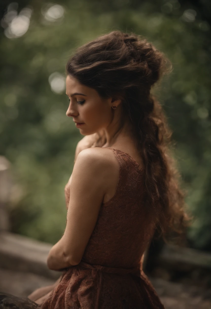 mulher arafed com cabelo escuro longo e ondulado