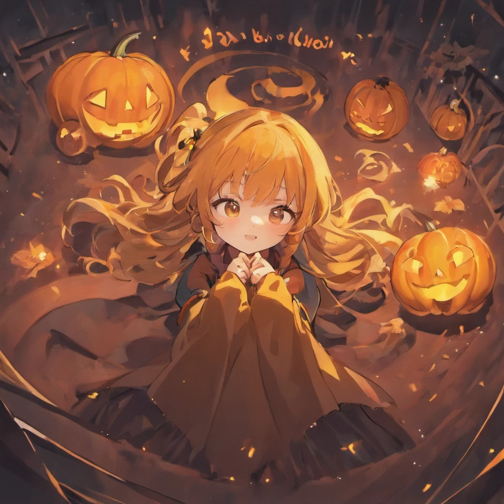 Close up of a cartoon character with pumpkin and a girl, small curvaceous loli, 🍁 Cute, small loli girl, 🍂 Cute, lovely dark autumn princess, pale young ghost girl, anime moe art style, halloween art style, witch clothes, in a halloween style, gothic maiden anime girl, loli in dress, the witch, Loli