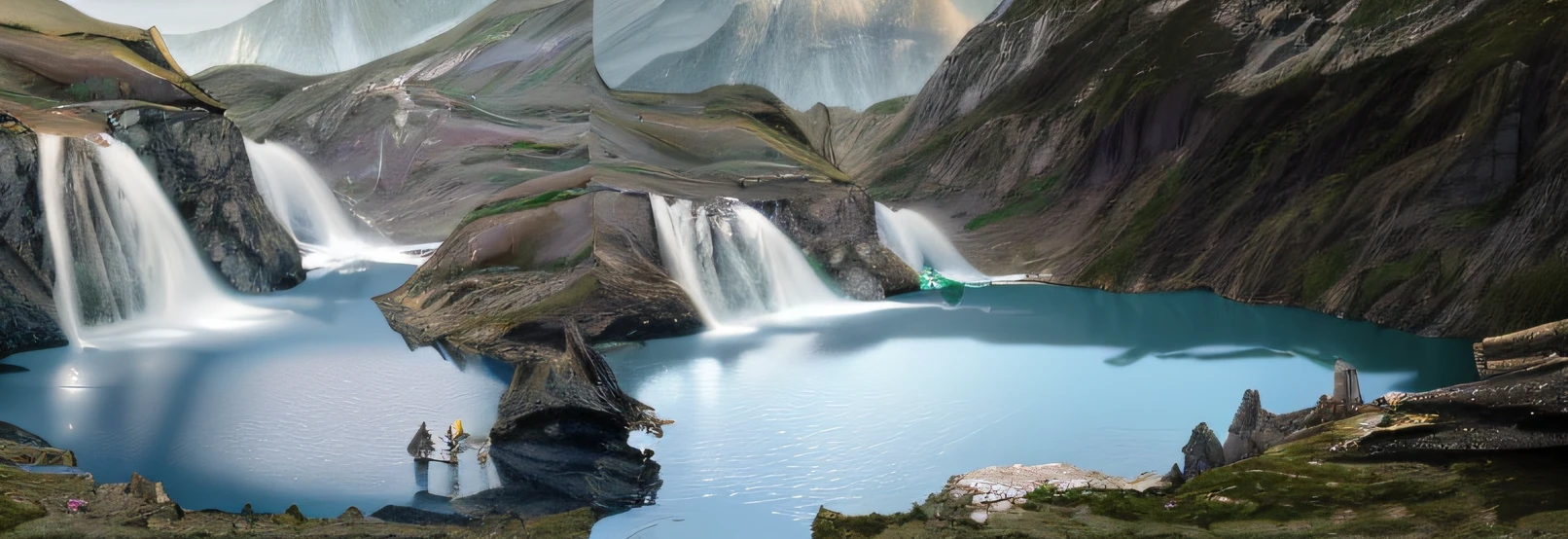 Crystal clear lake water，Lake water with lots of detail, There is a lot of glitter in the lake