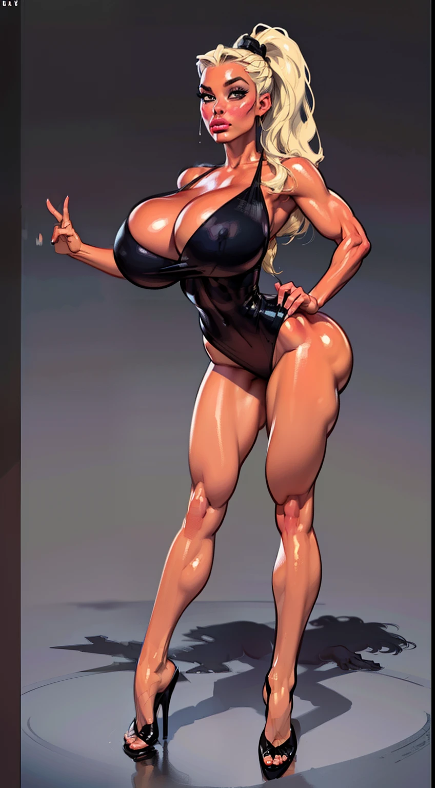 1 woman, (masterpiece)),(((best quality))),((character)), ((full body view)) ((seductive pose)) mature face, defined cheekbones, high cheekbones, illustration, girl, muscular, ((ponytail:1.4)), sexy bimbo, (gigantic breasts:1.2) curly hair, ((detailed face:1.4)) beautiful woman, ((movie poster)), (((cave woman))), (perfect anatomy:1.1), (perfect foreshortening:1.2), elements of adventure, the poster captures her strength and allure, hinting at a thrilling tale of survival and primal romance, shiny skin, scribbles and marks,(puffy lips:1.5) , rough sketches, 8k,16k, (simple background, white background: 1.3),