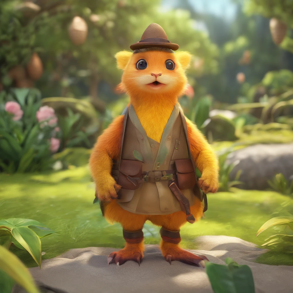 adorable creature,Semelhante a uma mistura de ovelha e manga, 可爱, fofa, peluda, Felpuda, Floresta, Mango foot Wear a sleeve hat