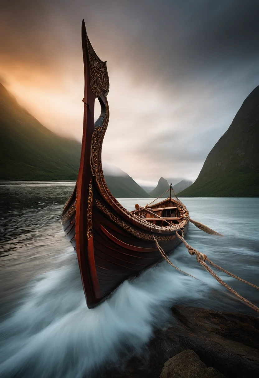 Viking longboat about to die the world serpant