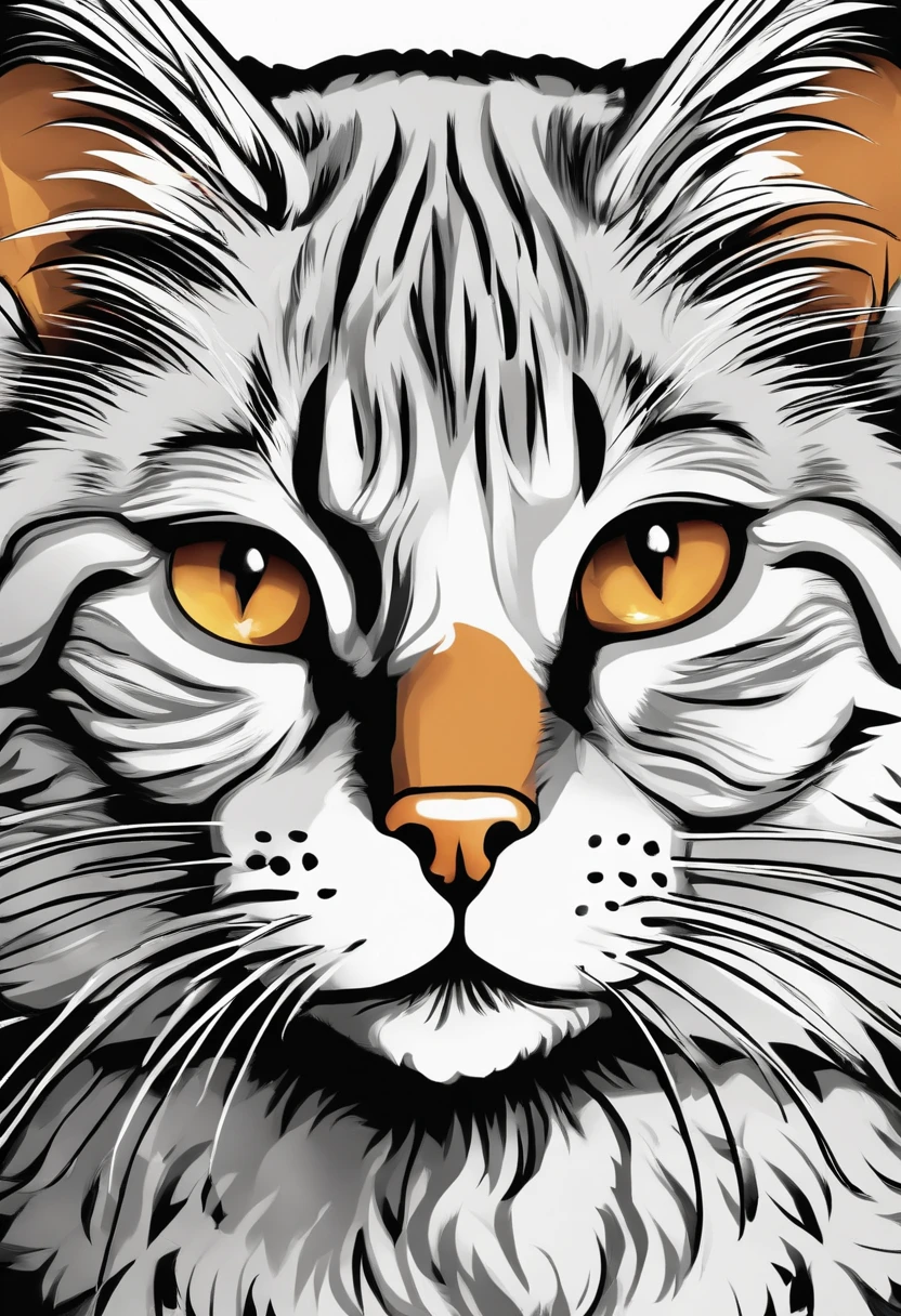 a black and white cartoon cat looking straight at the camera, a cartoon inspired by bubu, jerry, cartoon illustration, 1024x1024, professional furry drawing, simple cartoon, detailed cartoon, serious cartoon, cartoon character, cartoon drawing, harry volk clip art style, simple cartoon style