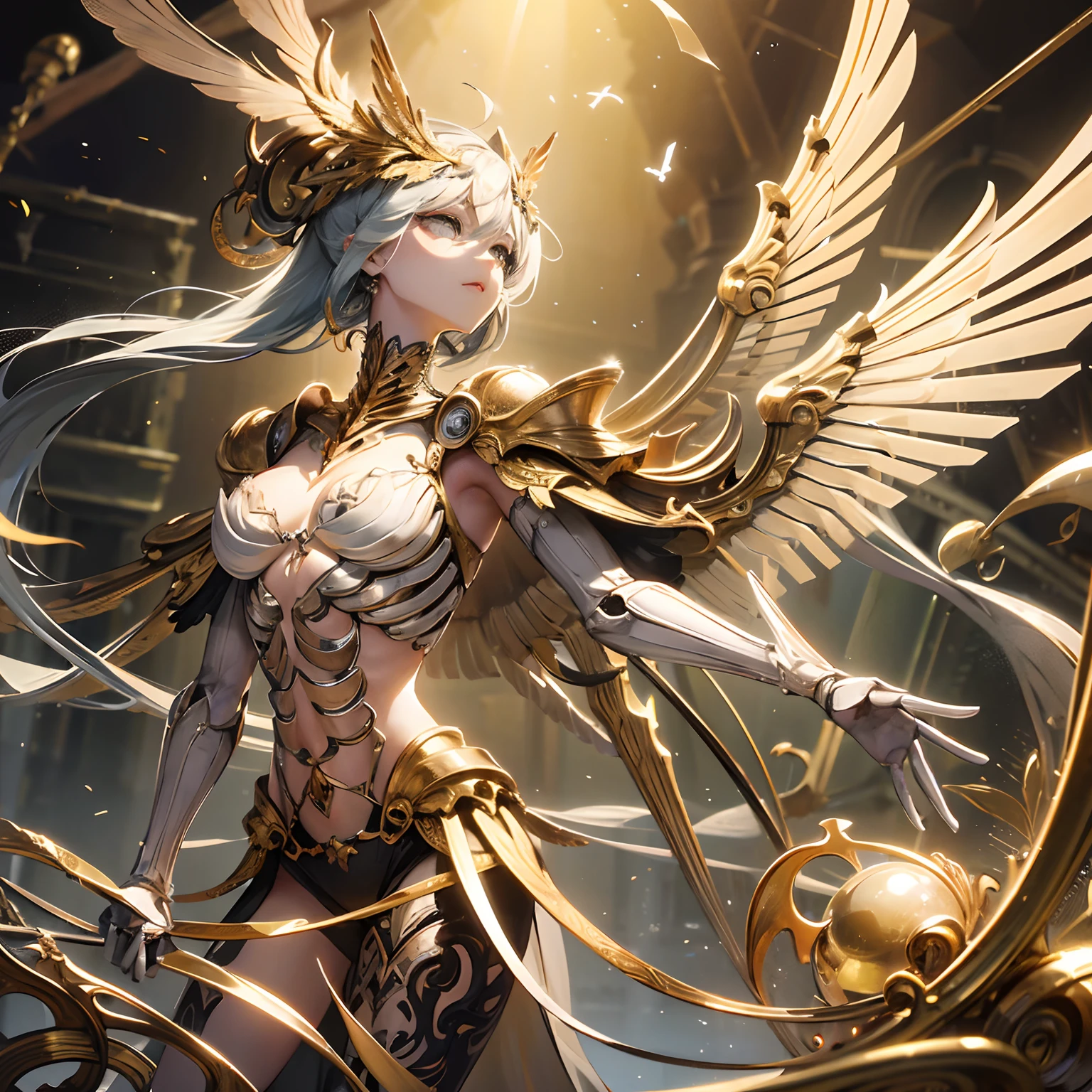 best quality, ultra-detailed, 
an extremely delicate and beautiful, 
Mechanical bird, metal structure, metal skeleton, spread wings, 
depth of field, --auto