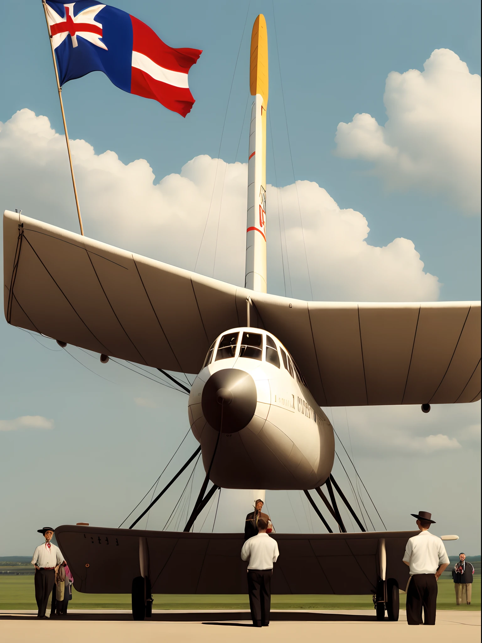 Wright brothers' plane pulls the flag