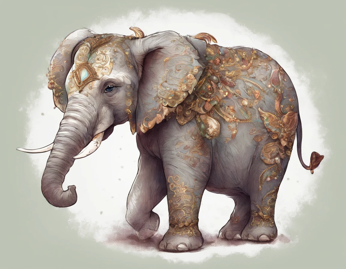elefante con orejas grandes, estilo dumbo, hablando con una rata, Disney-style design, Story for children,