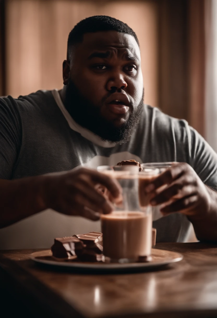 Fat black guy fighting chocolate milk