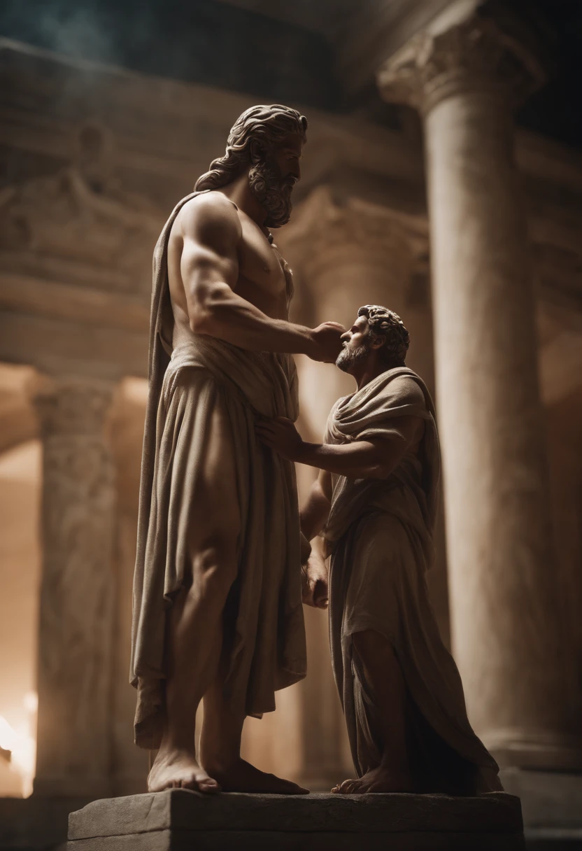 create a detailed image of zeus and his father chronos on olympus