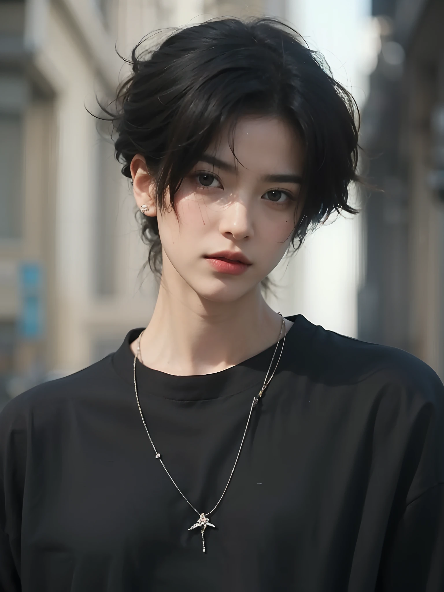 photorealestic，Delicate depiction of facial features，The skin texture is clear，plethora of colors，Movie chasing light，Photos are as real，Brown pupils，
