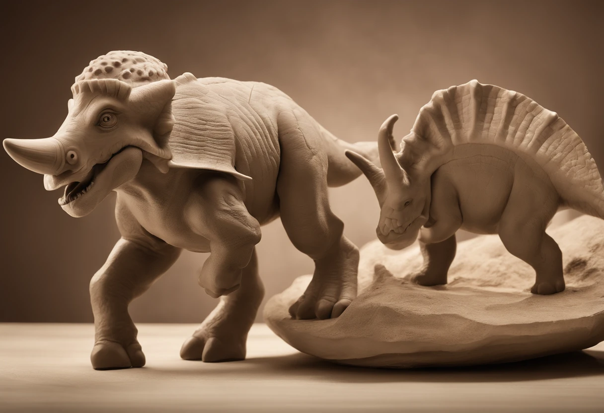 Triceratops depicted in an 1800 vintage sepia photograph.