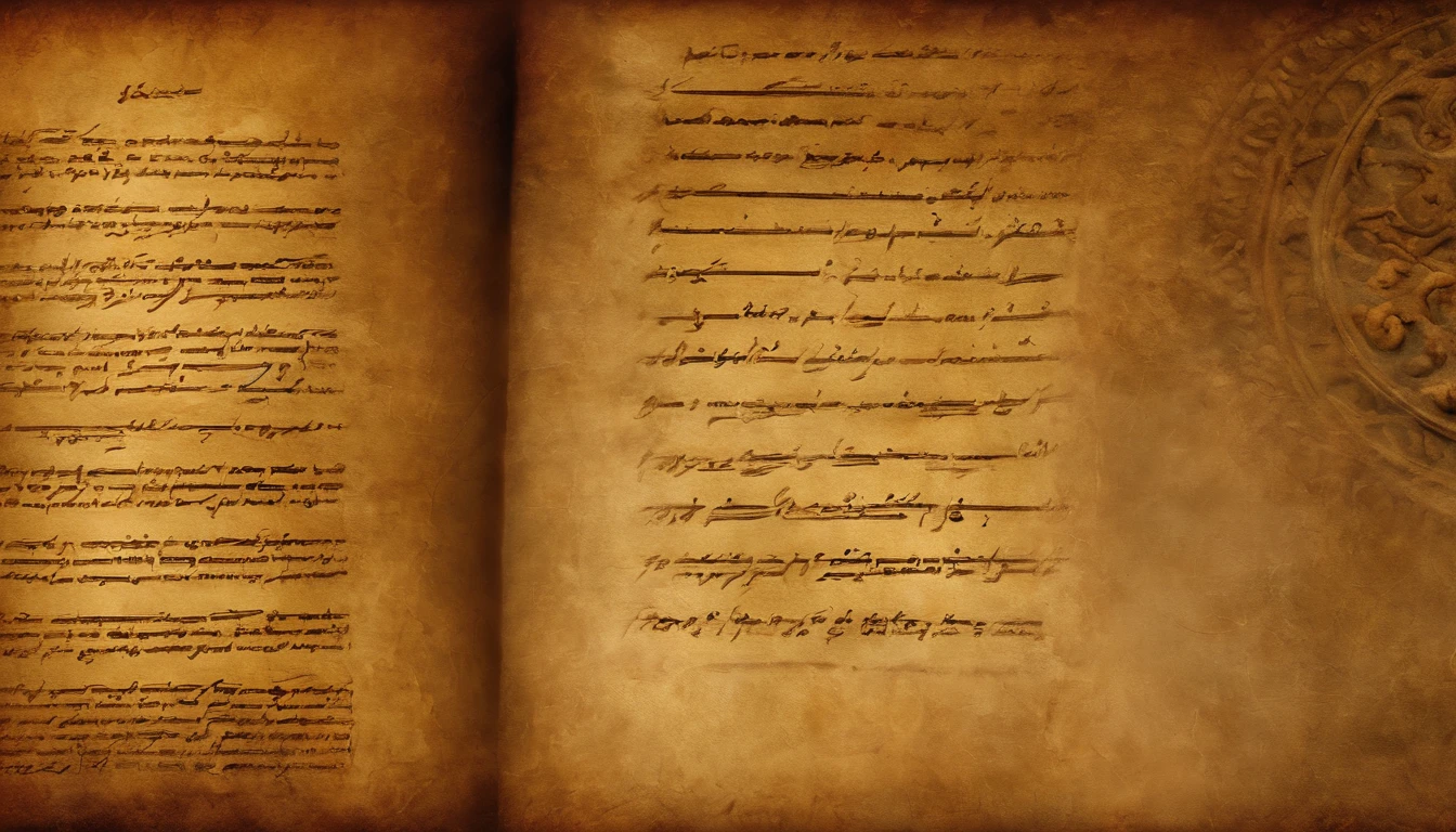 Manuscripts of Ancient Israel, Hebrew, papyrus,Weathered parchment,Old gowns,,History reference,High-quality artwork and details,Realistic portrait style,Subtle color palette,vibrant background,natural textures,Deep Shadows,Subtle highlights,Historical accuracy,meticulous attention to detail,Emotional depth and intensity,Authentic Representation,Thought-provoking,Spiritual atmosphere,A Sense of Ancient Wisdom,Profound impact