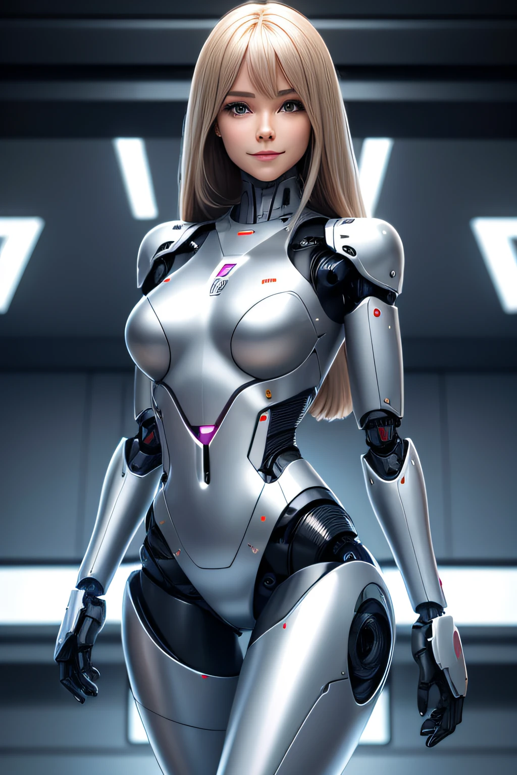blond woman in futuristic suit posing in a futuristic room, beutiful white girl cyborg, perfect android girl, beutiful girl cyborg, cute cyborg girl, cyborg girl, beautiful android woman, cyborg - girl, beautiful female android, beautiful female android!, ross tran 8 k, beautiful cyborg girl pinup, beautiful cyborg girl, beautiful alluring female cyborg