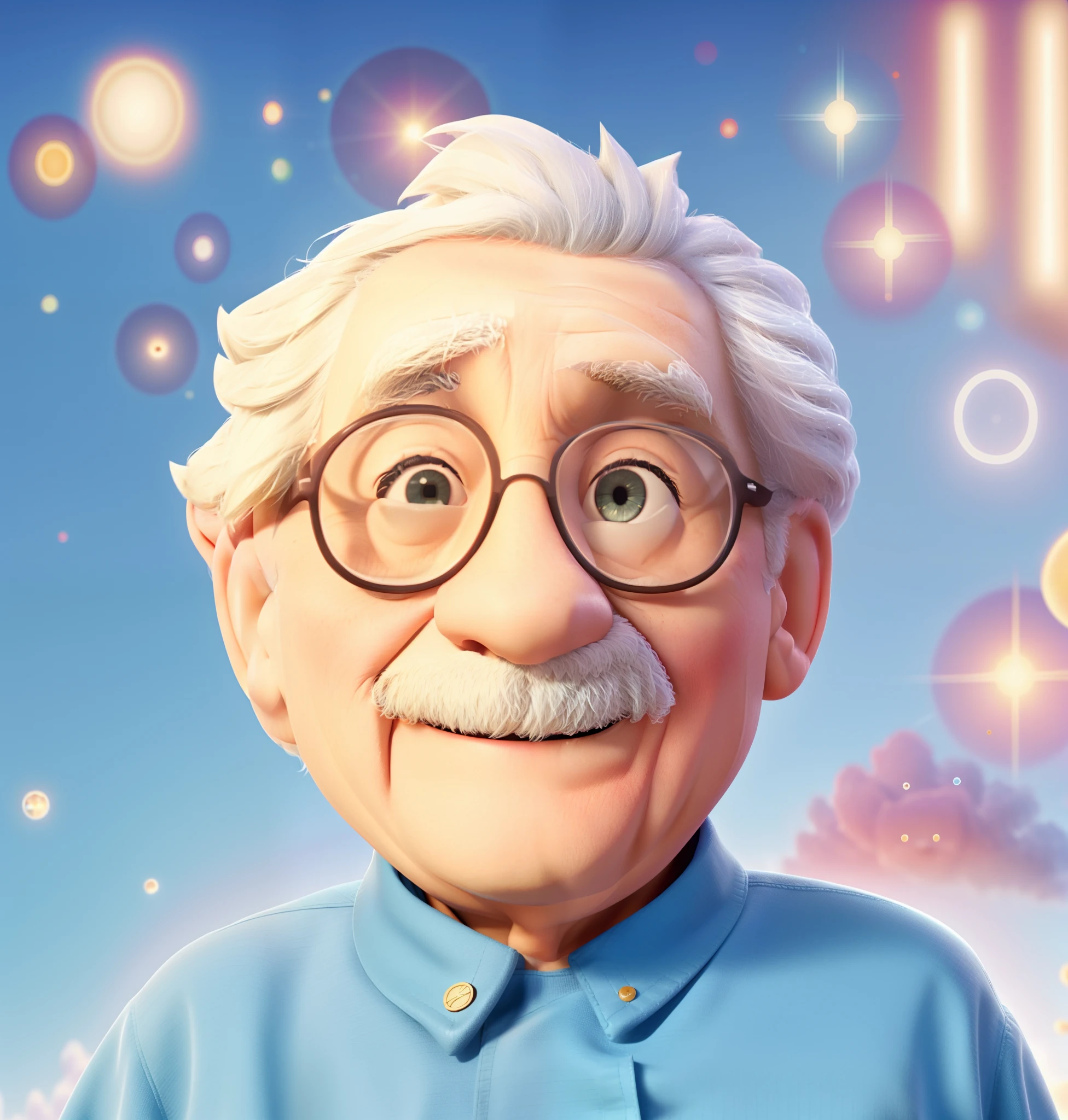 a close up of a cartoon character with a white moustache and white hair, old guy, albert einstein, Einstein, movie title: Genious, world behind him, 2024 movie, animated movie, character poster, disney remake (2021), 3 d animated movie, depicted as a pixar character, movie poster character, official poster, pixar movie, 2023, 2 0 2 3, pixar movie poster