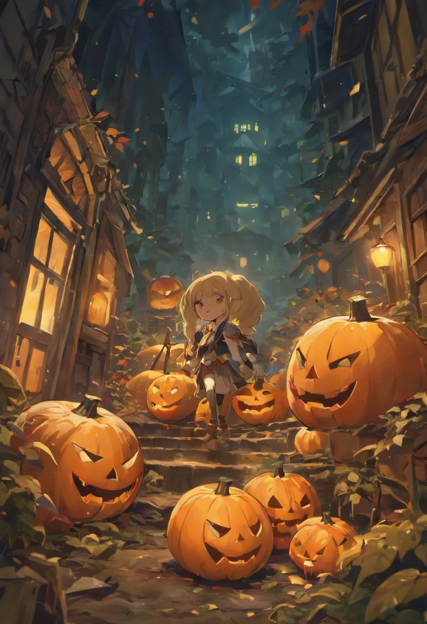 (best quality,4k,8k,highres,masterpiece:1.2),ultra-detailed,(realistic,photorealistic,photo-realistic:1.37),eerie,evil,haunted house,Halloween background with pumpkins,pumpkin patch,scary,creepy,dark forest at night,sinister atmosphere,3D rendering,horror concept,Halloween banner background for holiday event