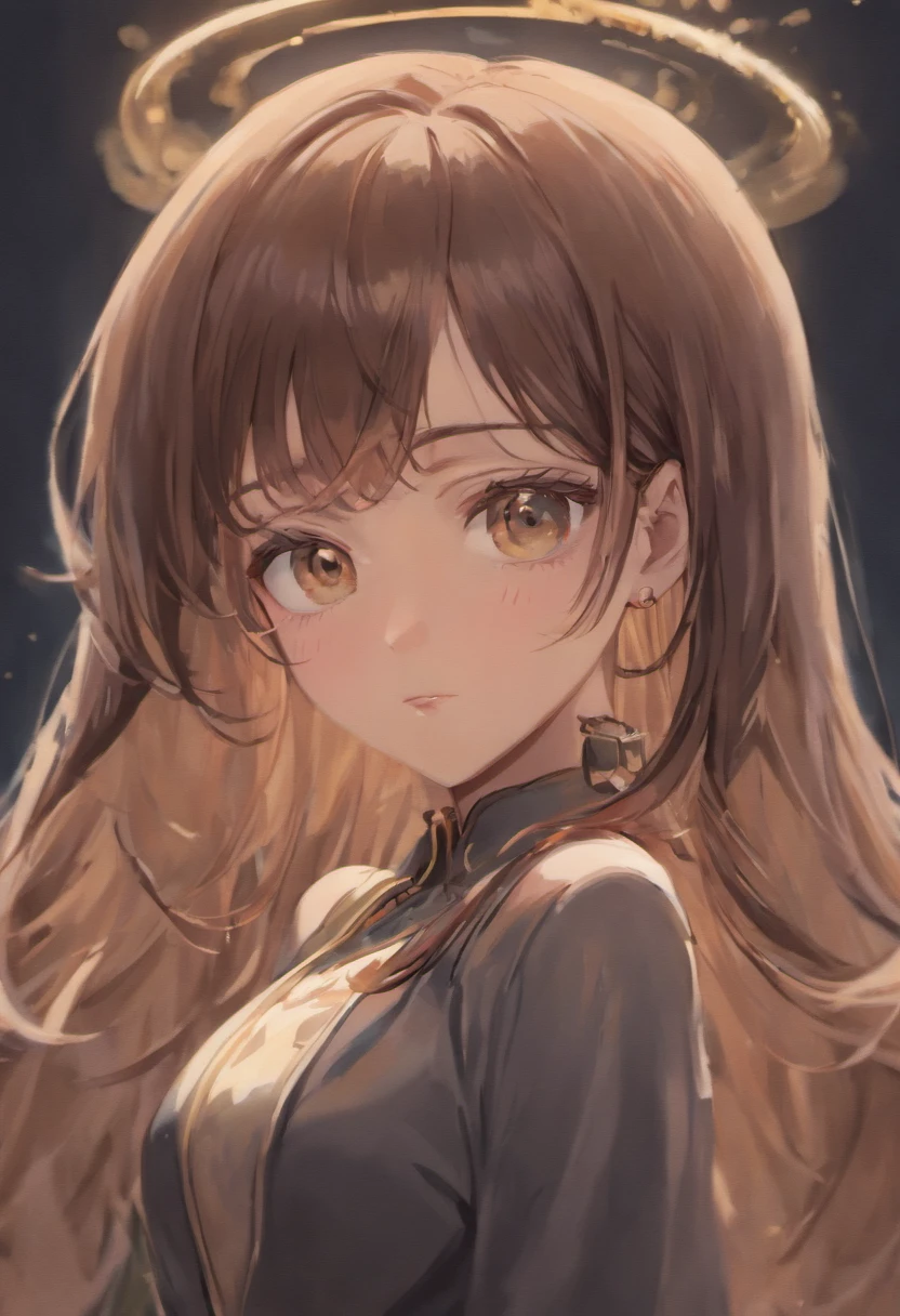 (a)Hispanic girl,(beautiful detailed eyes,dark straight brown hair),(beautiful detailed lips),light brown skin,(a small mole under her eye,a small mole on her cheek),(intimidating,confident),(hourglass body),(best quality,ultra-detailed),(realistic,photorealistic:1.37),vivid colors,studio lighting