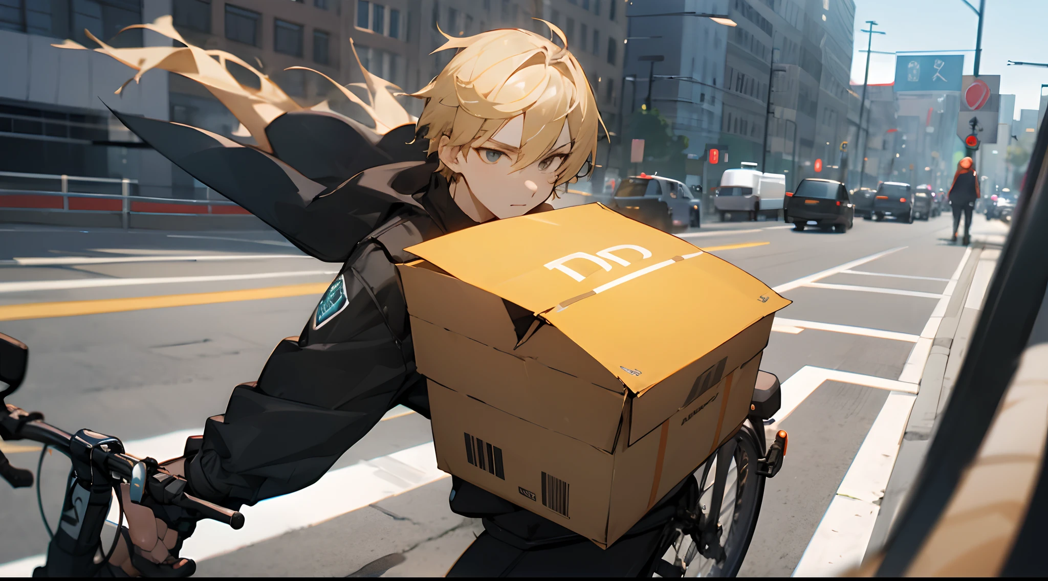 Uber Delivery Man motor bikes a blond