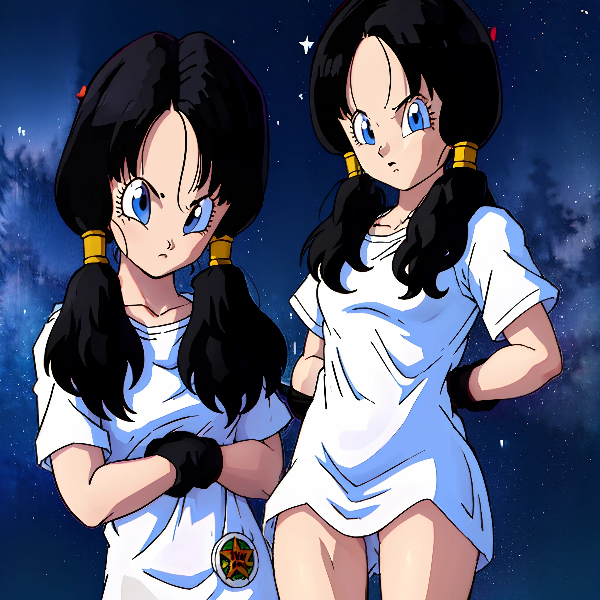 Videl Beautiful attractive woman with black hair and white clothes best quality and best effects, best shadows, best lighting, 8k ultra HD super realistic