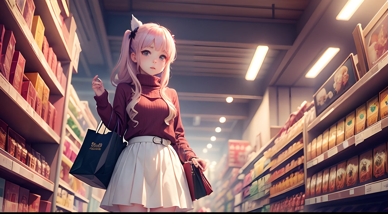Girl shopping Fantasy world Anime style