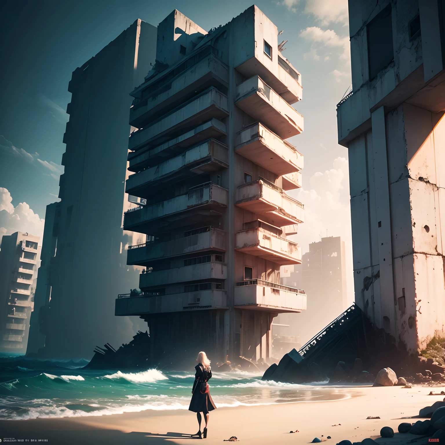 Fucking girl in sea beach official art, unity 8k ultra detailed, , masterpiece, best quality, the most beautiful form of chaos, elegant, a brutalist designed, vivid colours, romanticism, atmospheric