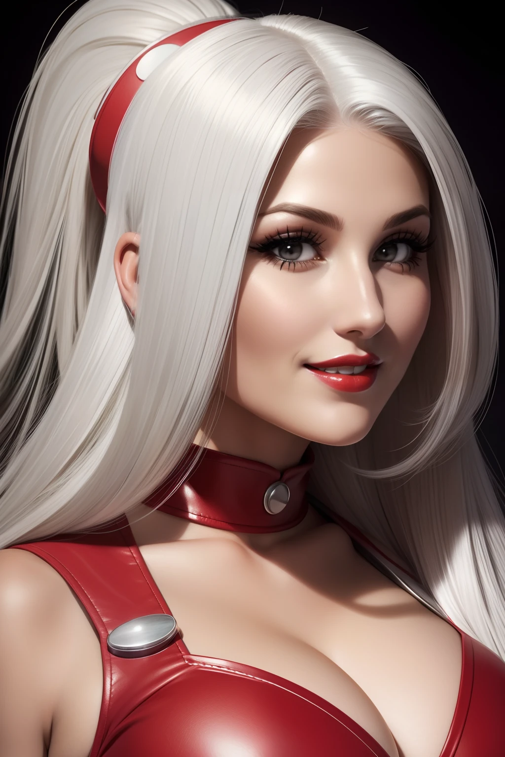 Lucy Pinder, Face Portrait, red lipstick, smiling, platinum hair, long hair, mario bros costume