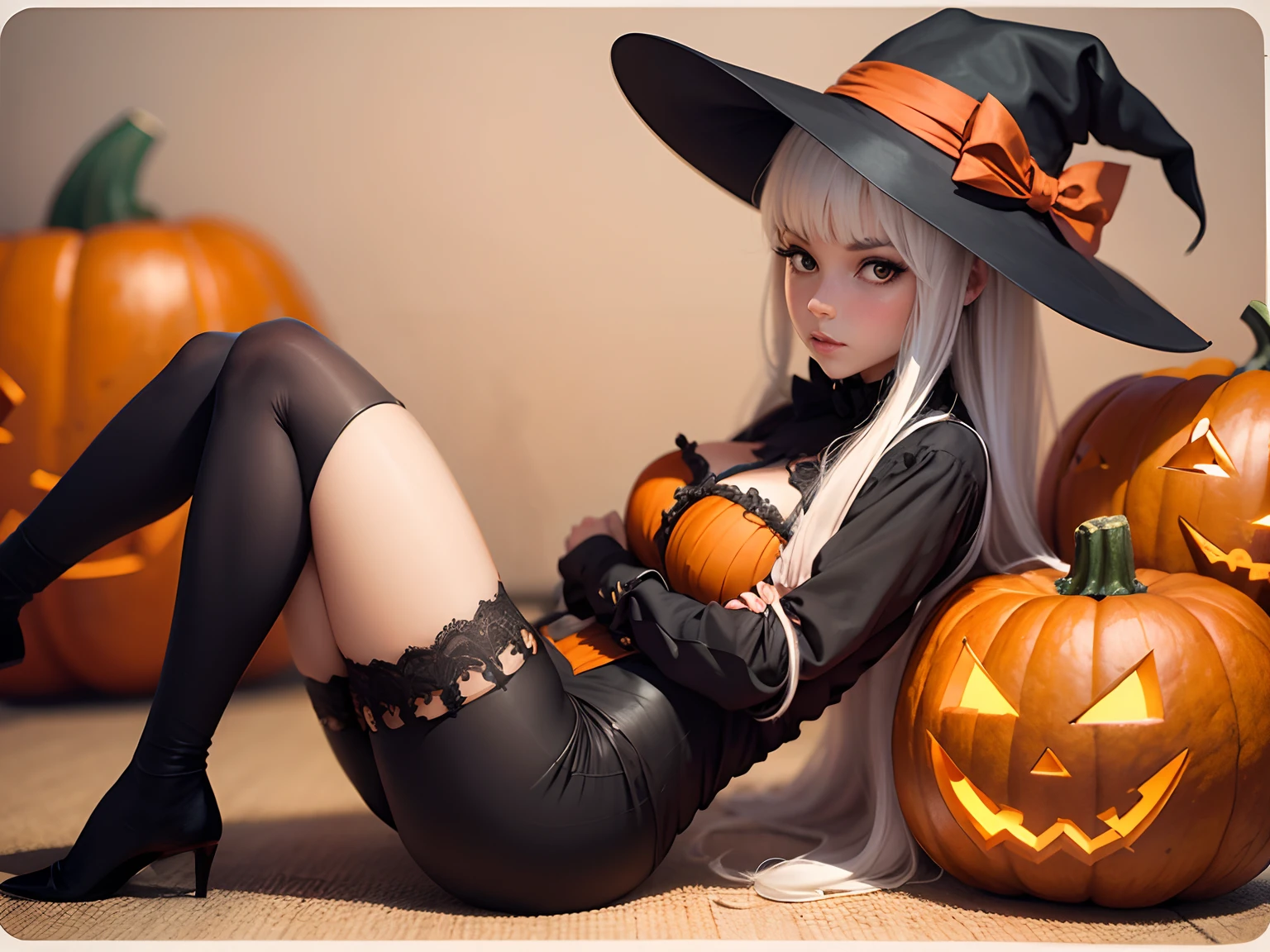 Halloween Sexy postcard human - shaped full body Esbian Soio