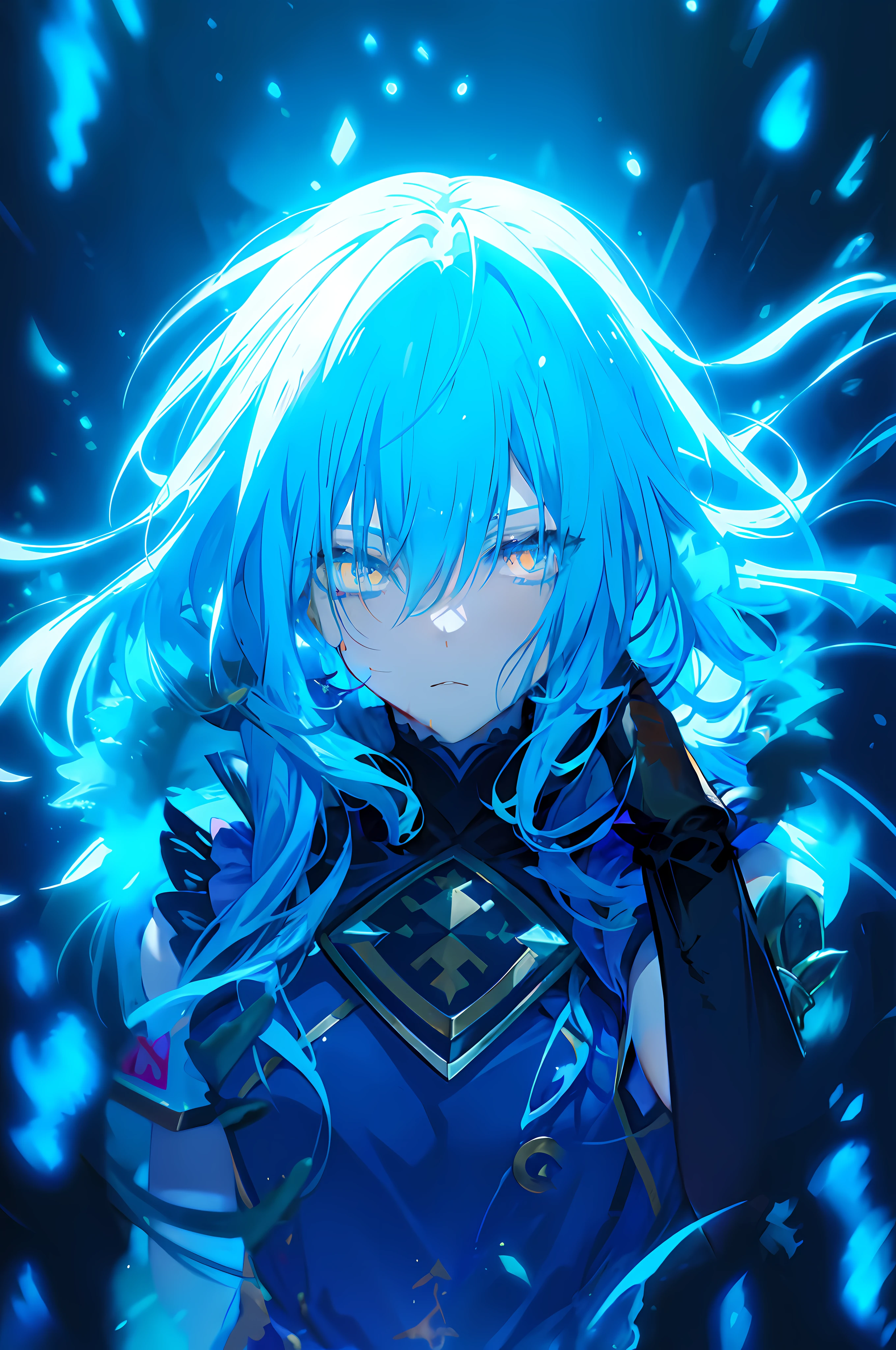 Blue-haired Long sorcerer the witch natta cool Illness The Darkness Ruins Face Up