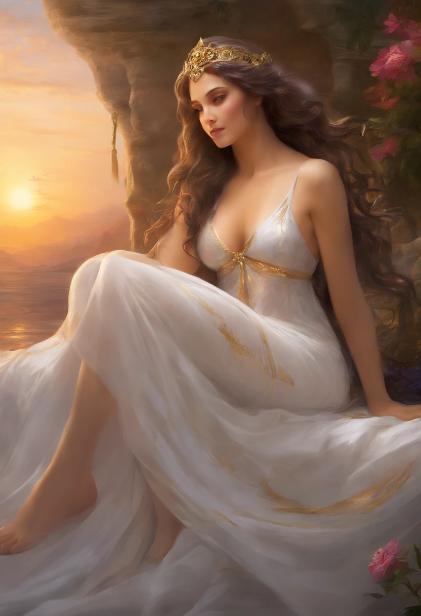 masterpiece, Highest Quality, MovieSteel, 1woman, Cloud Girl, Floating in the sky, close-up, brightness, happiness, Warm and soft lighting, sunset, Sleeping, Sleep on your stomach, sleep, eyes closed. (sparks:0.7),((photorealistic)), (masterpiece), best quality, expressive eyes, perfect face, (ultra-detailed), highest quality, ((extremely beautiful)), expressive eyes, (ultra detailed),nModel: ((beautiful Spanish woman)), ((blonde long hair)), (blonde hair), choker, perfect body, (perfect huge boobs), white shirt, open shirt, {(1 woman showing vagina, wet pussy, vaginal, beautiful girl slight smile, flirty smile)}, perfect caucasian face,(masterpiece), best quality, expressive eyes, perfect face,((masterpiece)),((best quality)),((HD)),((extremely detailed)),((cinematic lighting)),((detailed)),((perfect face)), expressive eyes, dark skin,((tribal teen)),(beautiful nose),(earrings),(black choker),(long black hair),(blunt bangs),(black eyes),(sharp eyes),(thick eyelashes) ,((completely nude)), ((nipples)),(cute bottom lip), (jungle background),(tribal body tattoos), full body,girl seen from below, wet skin, tattoo mandala and flowers, interior of ancient temple flooded with water, night light, interior of ancient temple flooded with water, tattoos of mandala and flowers on bare skin, girl sitting on pedestal showing vagina, girl sitting on wall with thighs apart showing the vagina, illuminated face, radiant face with areola, feet submerged in transparent water,floating antique clock, lamp, lantern, night sky with storm, full moon, extremely soft and fluid paint, 3D liquid paint, 3D fractals,splash effect, sea, fluid, 3D fractals, dreamy glow, oil painting with strong strokes, dripping paint, night sky with storm, floating antique clock, lamp, lantern, nfsw, Caucasian girl, detailed background, detailed face , realistic face, overexposure, {{hyperrealistic}}, full body, love, devotion, beautiful lighting, warm lighting, cinematic shot, depth of field, iridescent,
