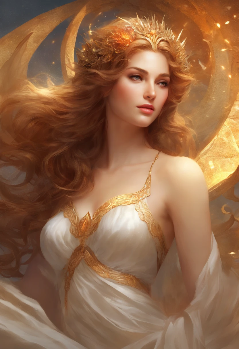 AphroditeS (best quality,4k,highres,masterpiece:1.2),ultra-detailed,(realistic:1.37),a girl reclining on a pristine white bed, completely naked. She is Aphrodite, the Greek goddess of love and beauty. Appears 20-30 years old. Her voluptuous breasts are prominent, with erect . The glistening of sweat on her body adds a touch of sensuality. She exudes an ethereal and mesmerizing beauty, captivating anyone who gazes upon her. The white sheets enveloping her accentuate her alluring figure. The room is softly lit, casting a warm glow on her radiant skin. The atmosphere is charged with an enchanting aura, evoking a sense of divine love and desire.