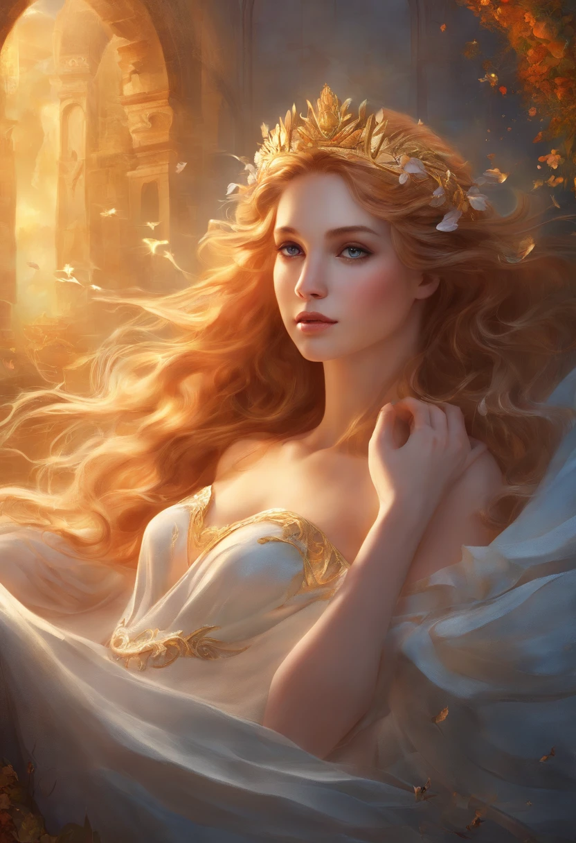 AphroditeS (best quality,4k,highres,masterpiece:1.2),ultra-detailed,(realistic:1.37),a girl reclining on a pristine white bed, completely naked. She is Aphrodite, the Greek goddess of love and beauty. Appears 20-30 years old. Her voluptuous breasts are prominent, with erect . The glistening of sweat on her body adds a touch of sensuality. She exudes an ethereal and mesmerizing beauty, captivating anyone who gazes upon her. The white sheets enveloping her accentuate her alluring figure. The room is softly lit, casting a warm glow on her radiant skin. The atmosphere is charged with an enchanting aura, evoking a sense of divine love and desire.