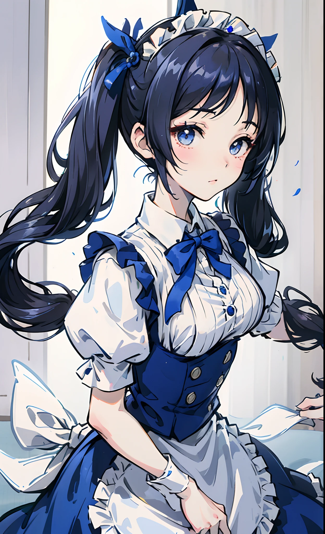 (masutepiece、Best Quality)
Girl Twin Tails Maid Maid Hair Ornament
Blue Ribbon