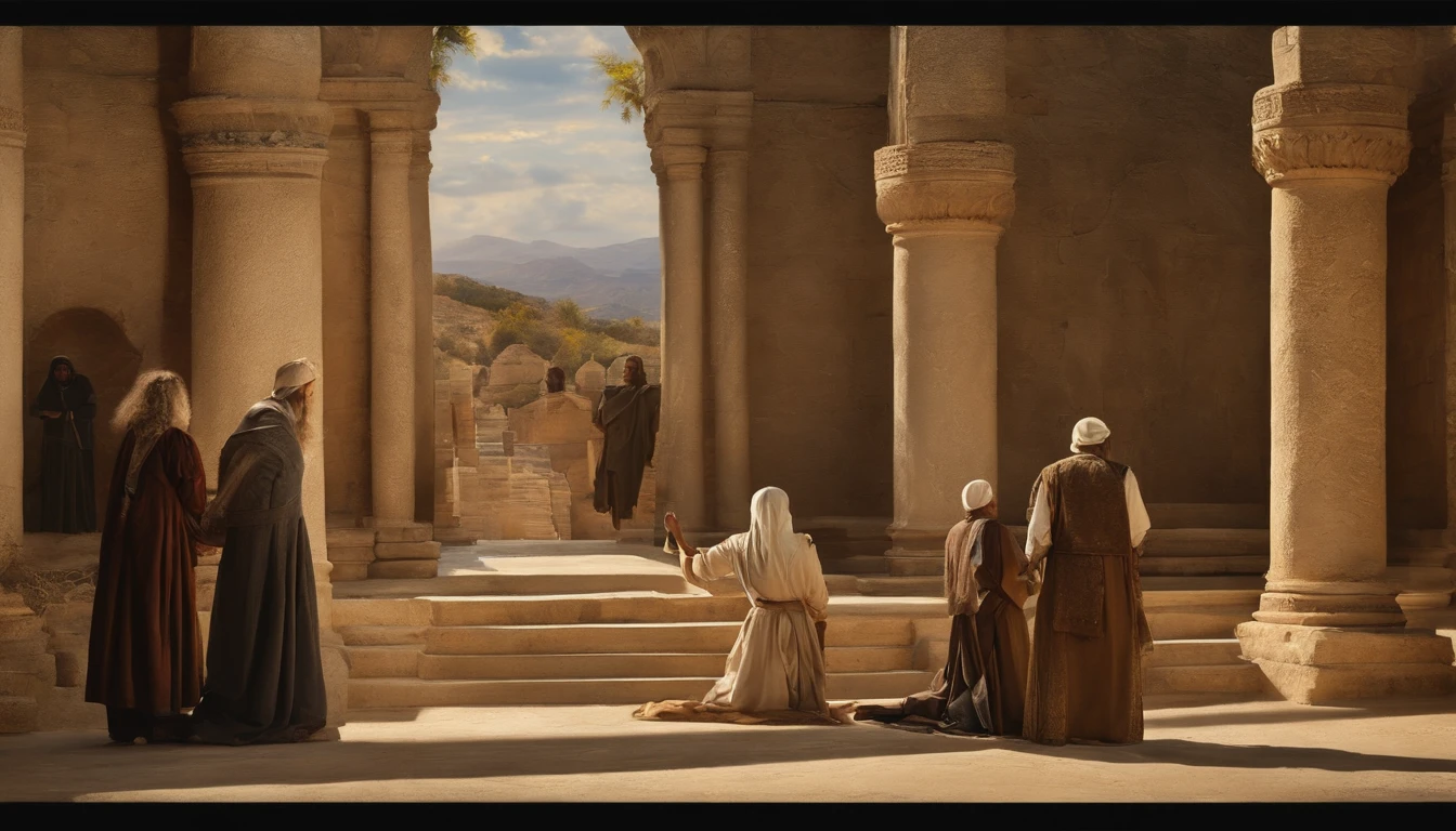 Visions in the Bible Book of Ezekiel,Old gowns,,History reference,High-quality artwork and details,Realistic portrait style,Subtle color palette,vibrant background,natural textures,Deep Shadows,Subtle highlights,Historical accuracy,meticulous attention to detail,Emotional depth and intensity,Authentic Representation,Thought-provoking,Spiritual atmosphere,A Sense of Ancient Wisdom,Profound impact