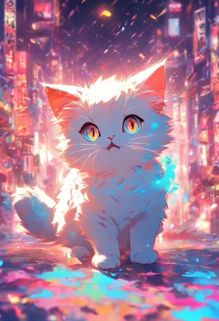 Cat Paint Art,T-shirt logo，（（white backgrounid））