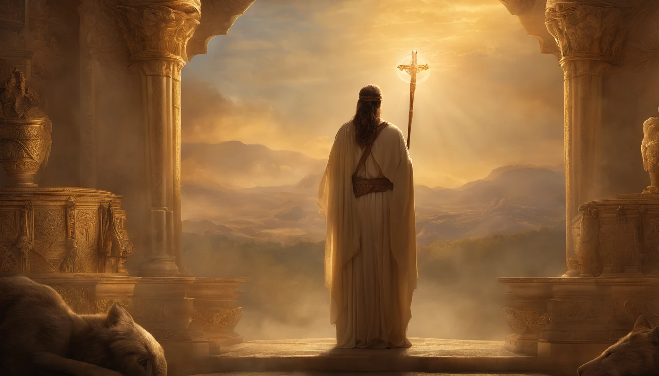 (Best Quality,high resolucion),Visions of God in the Book of Ezekiel, Divine in Heaven, Historically accurate background, Exquisitely detailed illustrations and intricate elements, Realistic portrait style, Subtle color palette, vibrant background, natural textures, Deep Shadows, Delicate highlights, Attention to historical accuracy and intricate details, Emotional depth and intensity, True depiction, Thought-provoking, Spiritual atmosphere, A Sense of Ancient Wisdom, Profound impact