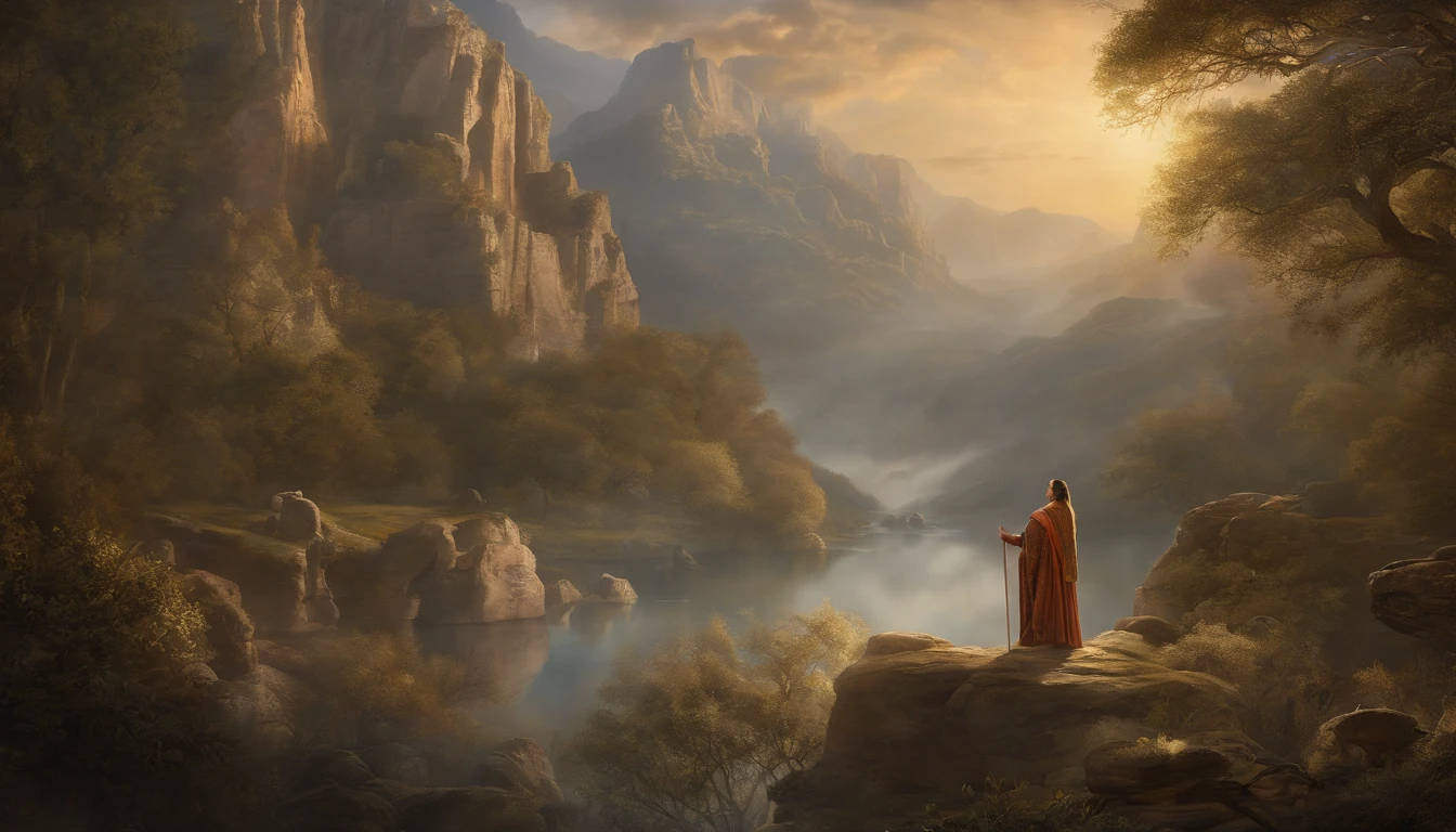 (Best Quality,high resolucion)The Appearance of God,The Image of God, Visions of God, Divinity of Heaven, Historically accurate background, Exquisitely detailed illustrations and intricate elements, Realistic portrait style, Subtle color palette, vibrant background, natural textures, Deep Shadows, Delicate highlights, Attention to historical accuracy and intricate details, Emotional depth and intensity, Realistic depictions, Thought-provoking, Spiritual atmosphere, A Sense of Ancient Wisdom, Profound impact