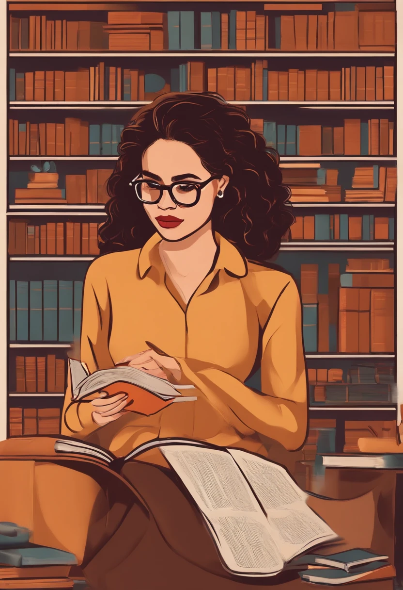 A female college student is new,Hold a few books in your hand,wears glasses,The expression was a little nervous,Access to the securities market,Make a poster on this theme,