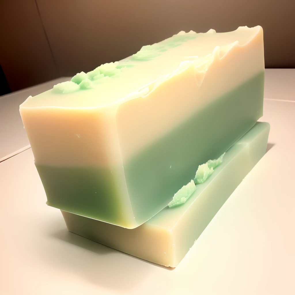 bar of homemade soap on white surface
