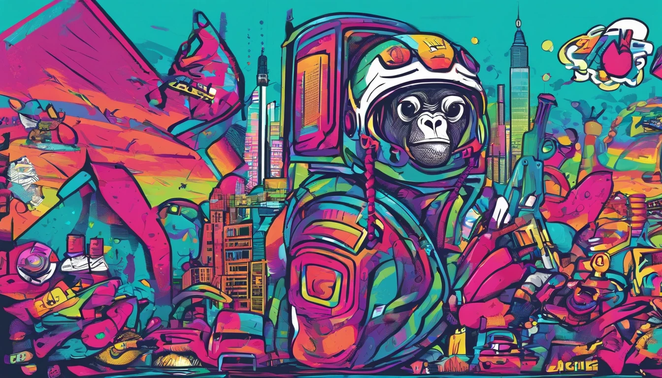 /Imagine Prompt、gorilla、General Cleaning Robo、dust cloth、broom、foam、Detergent bottle、House Cleaning Shop Logo、A logo、Company Logo、profile image、Drawing art-style images,Bold outline style for business logo, jagged, Trashcore, Light Shading - V 5.2