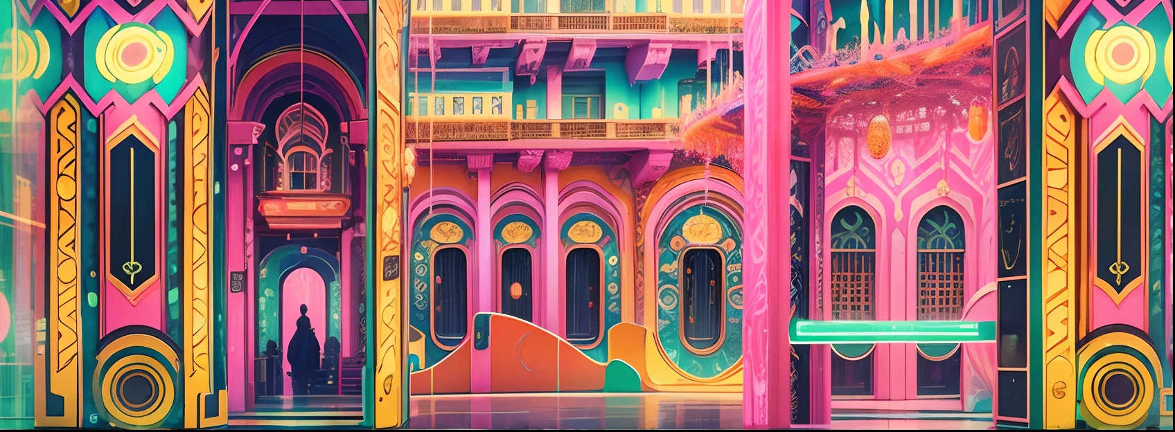 ((The city of the future)),(Best quality,4K,8K,A high resolution,Masterpiece:1.2),Ultra-detailed, [Vibrant colors], [psychedelic patterns], [Sparkling textures], [Abstract shapes], [Unique design], [A mesmerizing glow], [Creative composition], [Playful elements], [Dreamlike atmosphere], [Artistic expression], [fantasy surrealism], [energetic movement], [futurism aesthetic], [Magical charm], [Bold and energetic], [Psychedelic vibes], [Neon lights], [Eclectic combinations], [Ethereal beauty], [An otherworldly experience], [Whimsical touch], [Sensory overload], [mind-bending illusions], [electric energy], [Hypnotic vision], [Mysterious nature], [Imaginative footwear], [eye - catching detail], [dynamic contrast], [Psychedelic color palette], [delicate craftsmanship], [Attractive visuals], [Fascinating perspective], [Unconventional design], [Mindset expansion], [An unforgettable shock].