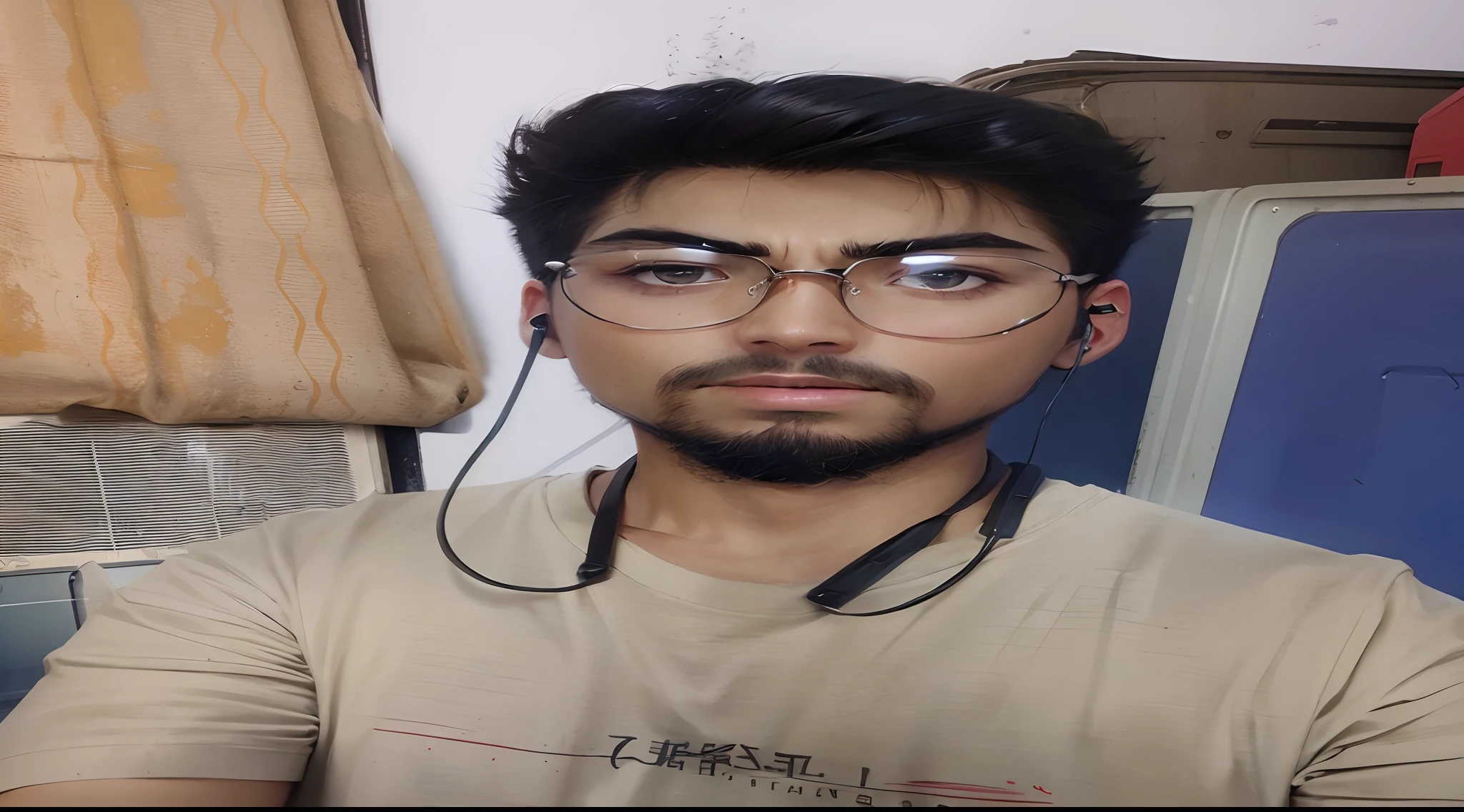 Make his hair like eren yeager and background of a train station