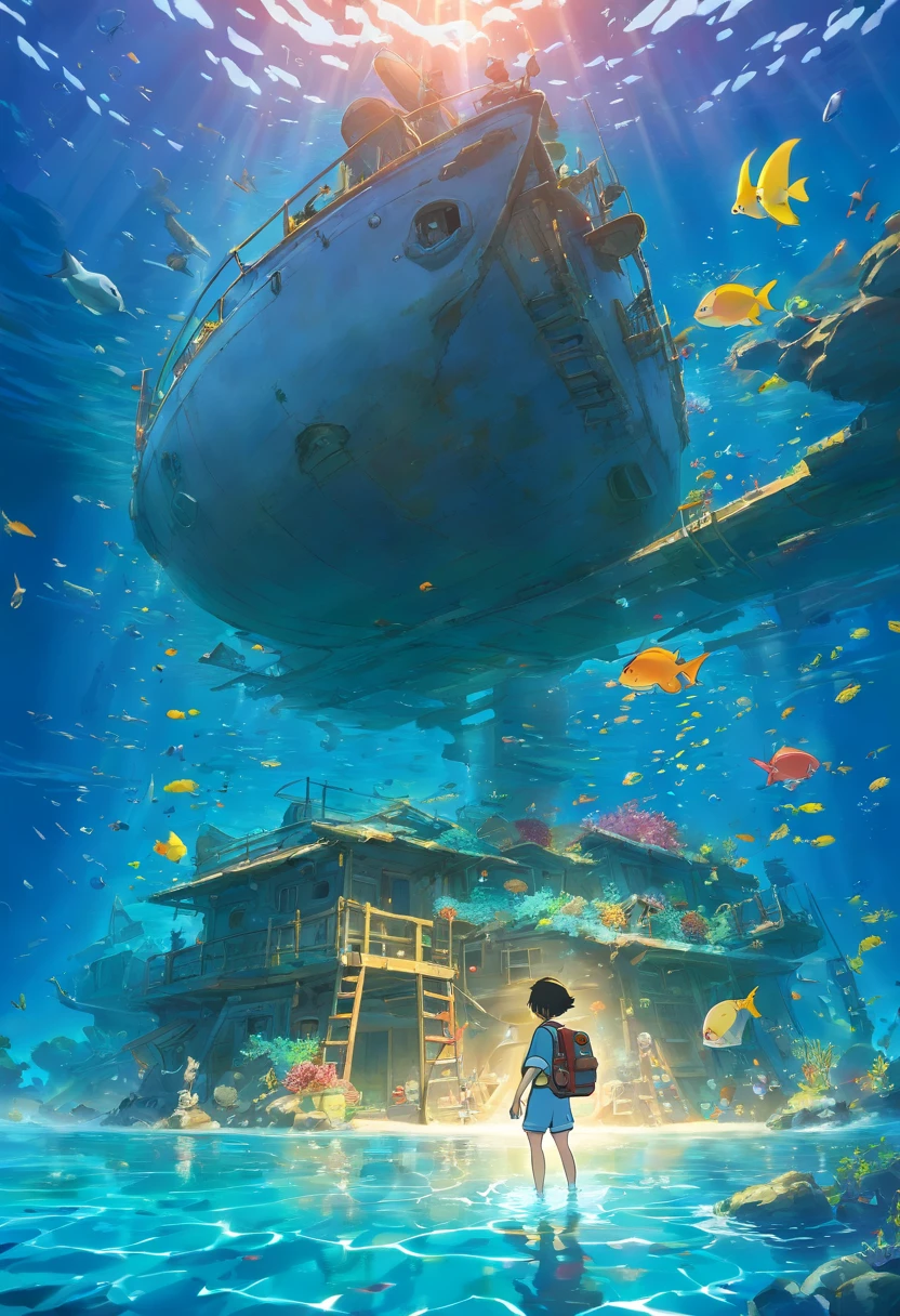 (highres:1.2,UHD,underwater),amy rose,scuba diving,shipwreck,clear water,coral reefs,fish swimming,sun rays,deep sea exploration,adventure,exploring the unknown,diving equipment,diving mask,flippers,wetsuit,underwater world,marine life,diver,depth,underwater photography,colorful,remote location,adventure sport,shipwreck exploration,rich biodiversity,vivid colors,detailed textures,water reflections,sunlight penetrating through water,exploration journey,depth perception,thrilling experience