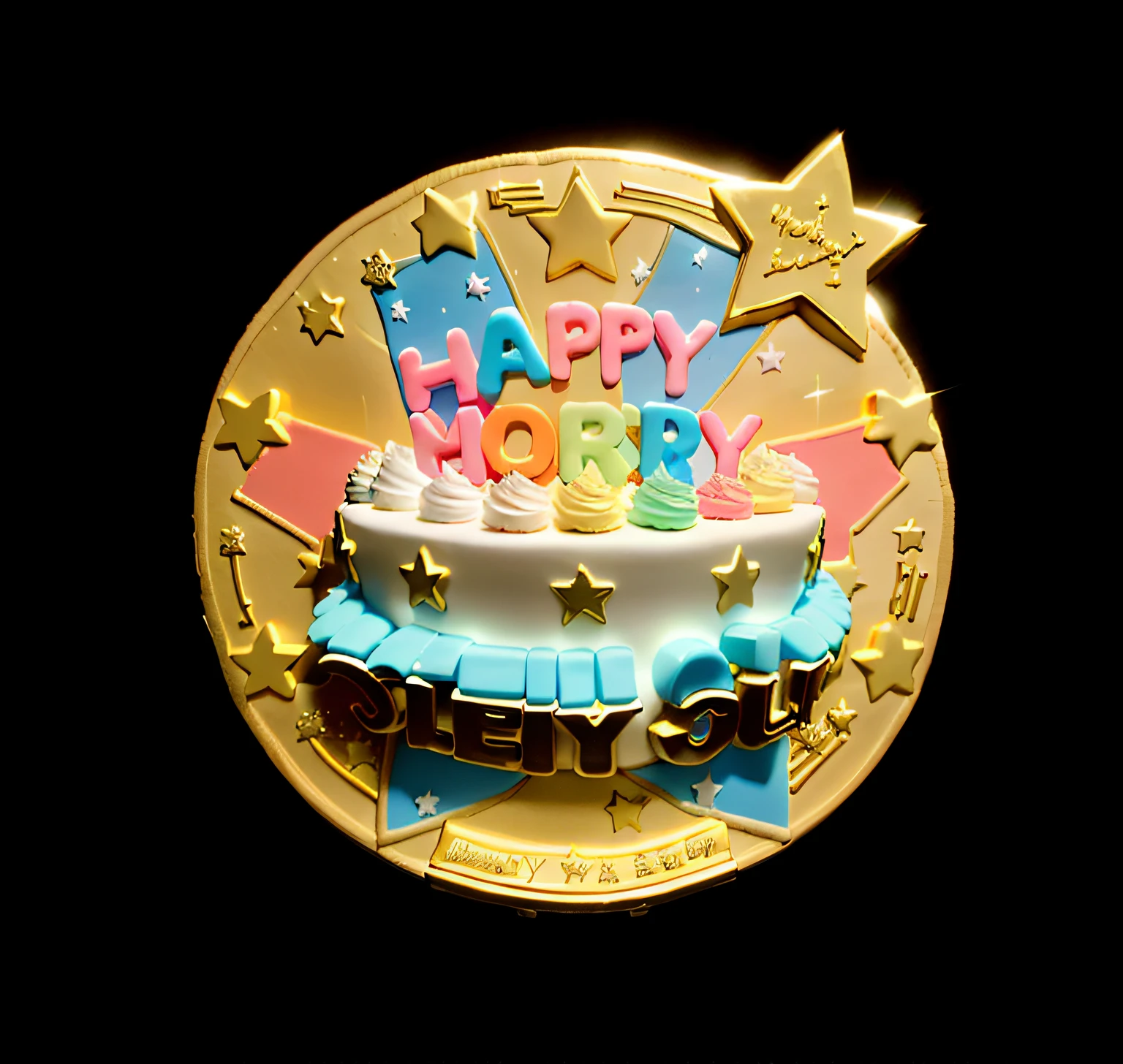 There is a gold medal,There is a cake on it, cheerfulness!!!, happy birthay, Official artwork, lucky star, naoya tanaka, The birthday cake, hiroyuki kato, very very happy!, bandai, cake sculpture, anime big breast, cake art, The Idolmaster, a happy meal toy of hatsune miku