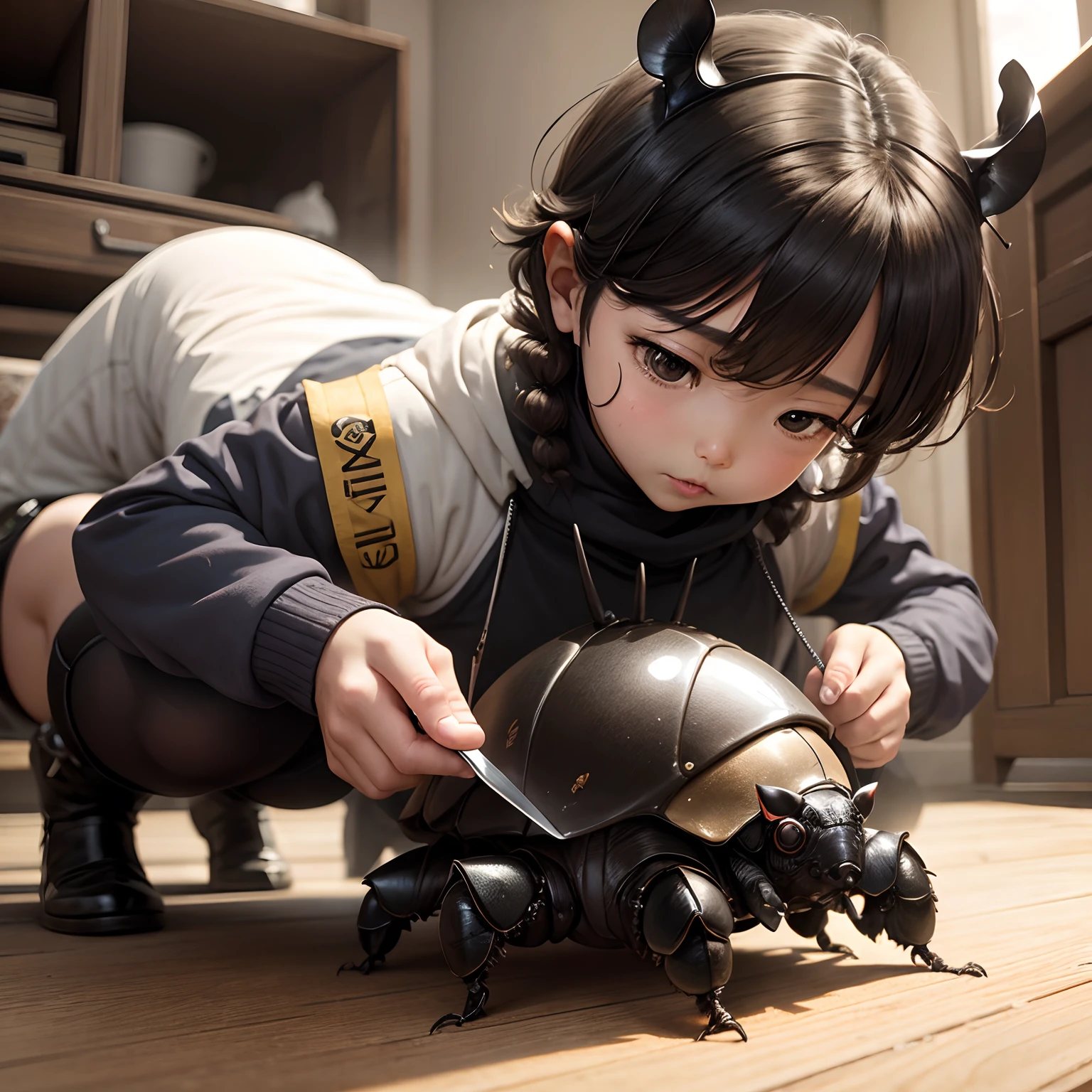 rhinoceros beetle、Insect removal、children