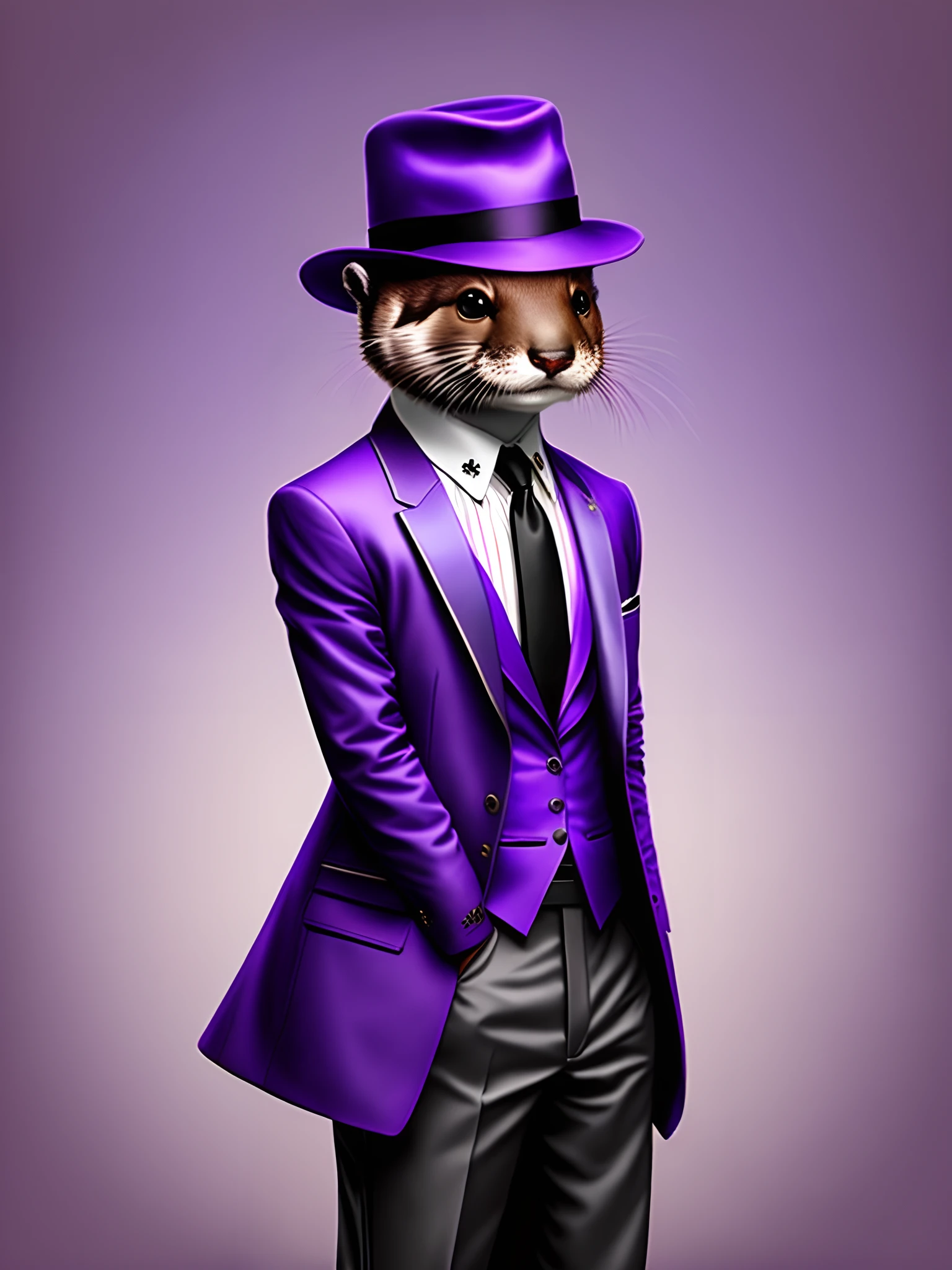 Otter mob boss fedora purple tuxedo
