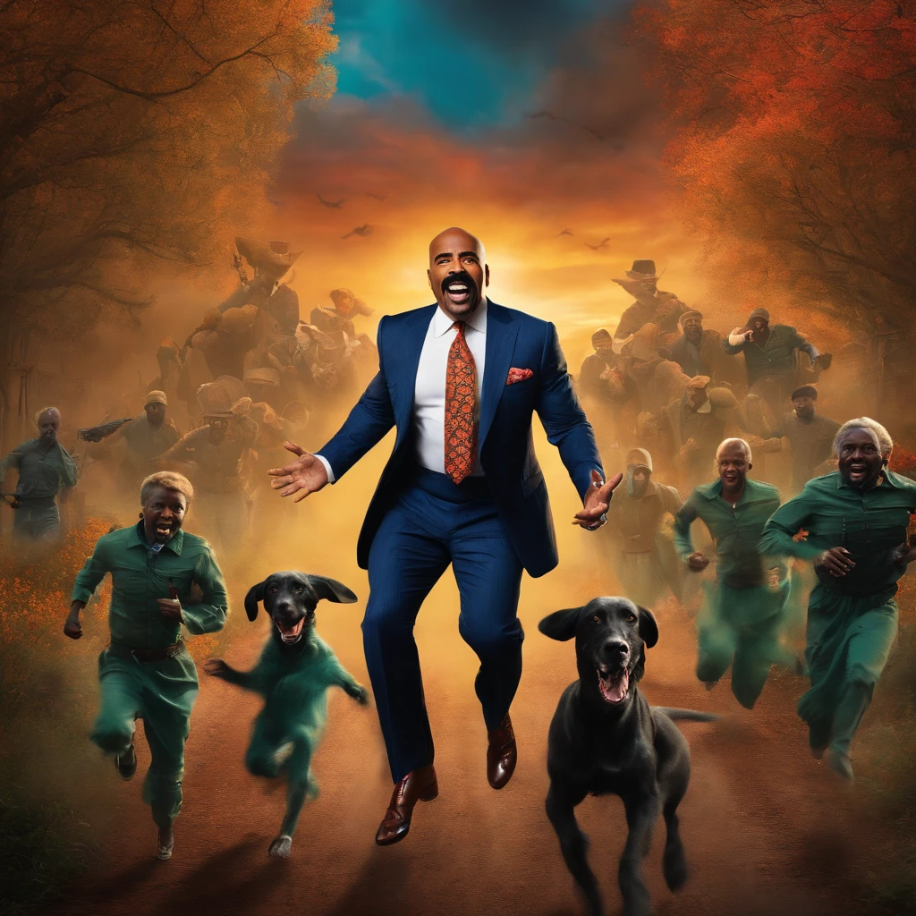 Steve harvey getting chased by ghouls