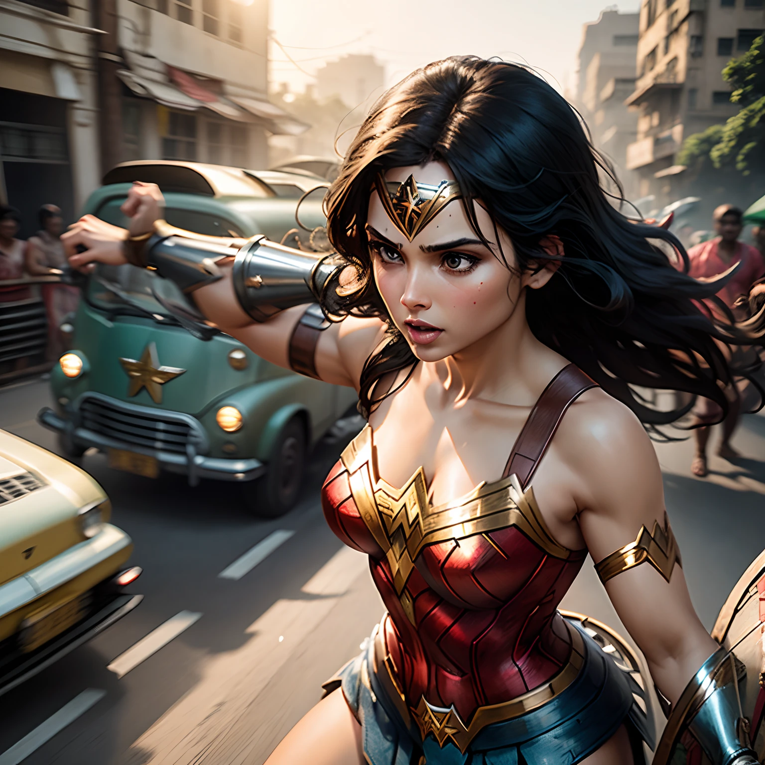 Wonder woman fighting with Bangladeshi rikshawala at Bangshal puran dhaka